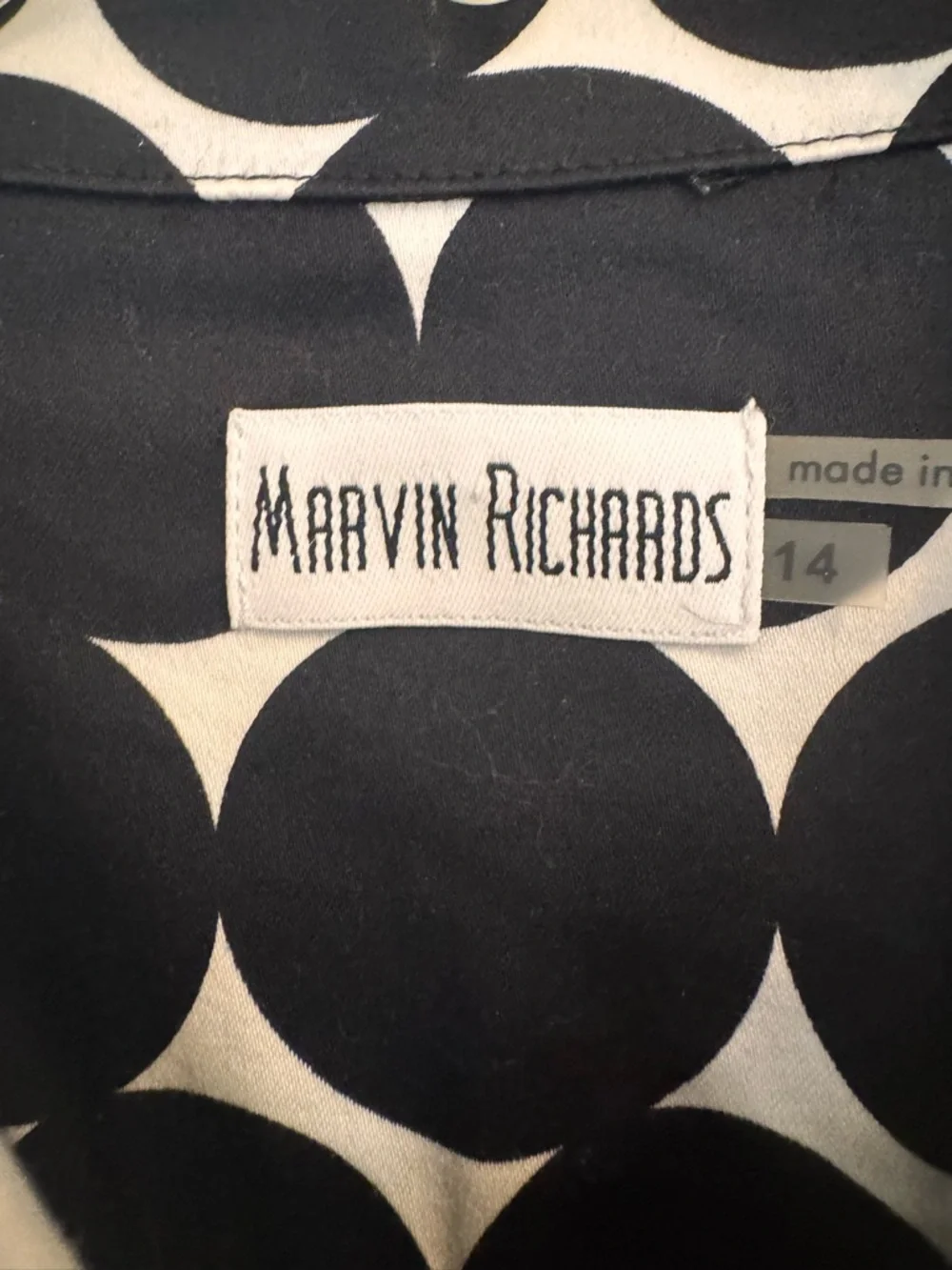 Marvin Richards Black and White Polka Dot Midi Shirt Dress - Picture 3 of 13